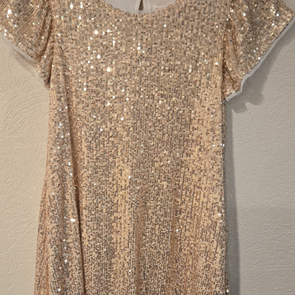 Sparkling Cream Sequin Kids Dress